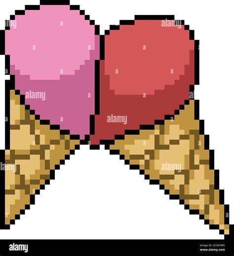 vector pixel art ice cream cone isolated cartoon Stock Vector Image ...