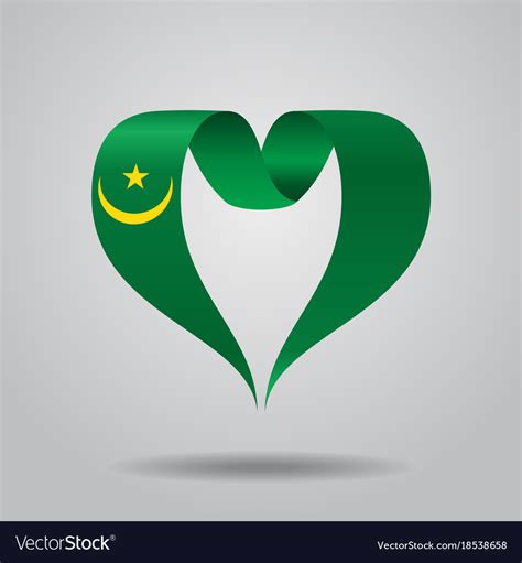 Mauritanian flag heart-shaped ribbon Royalty Free Vector