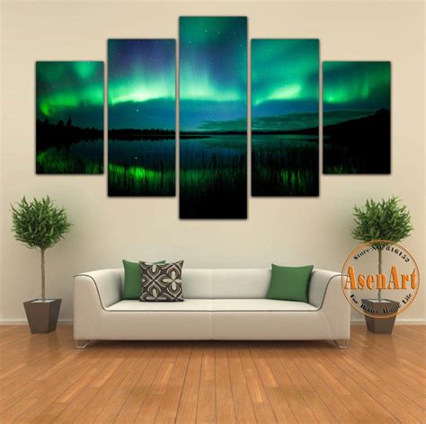 5 Panel Aurora Borealis Painting Beautiful Landscape Scenery Wall Art – EllaSeal