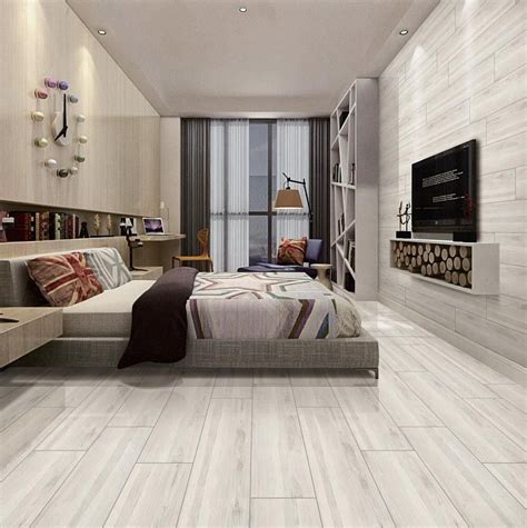 Hadley Gray Polished Wood Plank Ceramic Tile | Bedroom floor tiles, Floor tile design, Tile ...