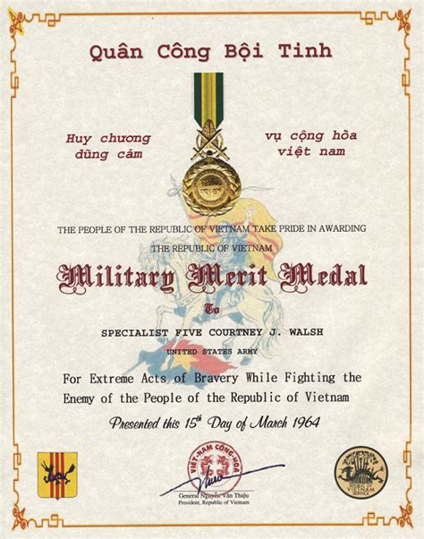 RVN Military Merit Medal Certificate