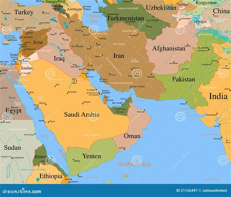 Map Middle East - Vector - Detailed Cartoon Vector | CartoonDealer.com ...