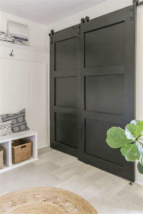 Sliding Barn Door Style Closet Doors - Image of Bathroom and Closet