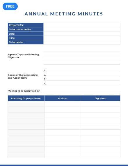 Annual Meeting Minutes Template [Free PDF] - Google Docs, Word, Apple Pages, PDF | Template.net ...