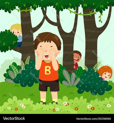 Children playing hide and seek Royalty Free Vector Image