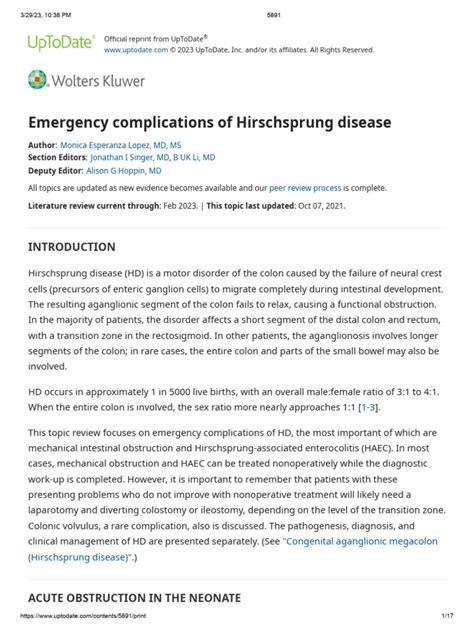 Emergency Complications of Hirschsprung Disease | PDF | Medical Specialties | Causes Of Death