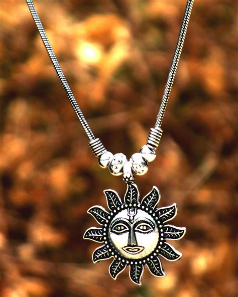 Silver sun pendant necklace by Amytra's | The Secret Label