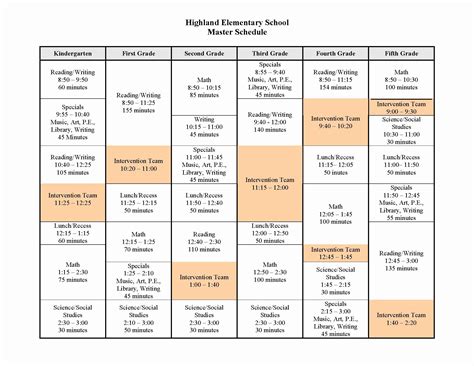 High School Schedule Template Beautiful School Master Junglekey Image 50 | School schedule, High ...