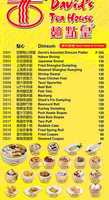 Menu of David's Tea House, Ugong, Pasig City