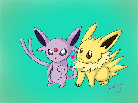 jolteon and espeon by christinanichol on DeviantArt