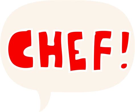 cartoon word chef and speech bubble in retro style 9820471 Vector Art at Vecteezy