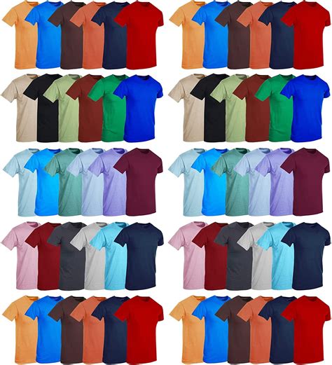 60 Pack of Bulk Mens Cotton Crew Tshirts, Assorted Wholesale Sleeve Tee ...