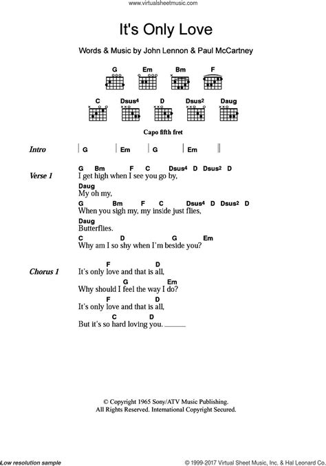 It's Only Love sheet music for guitar (chords) (PDF) v2