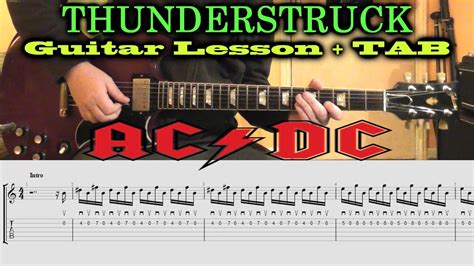 Thunderstruck AC/DC Intro / Main Riff / Guitar Solo - GUITAR TUTORIAL ...