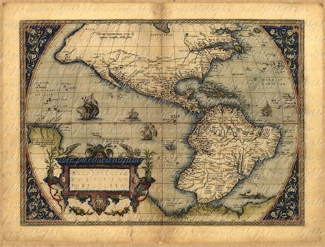 Map Of The Americas From The 1500s 096 North America South | Etsy