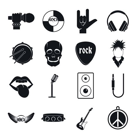 Rock music icons set, simple style 8252804 Vector Art at Vecteezy