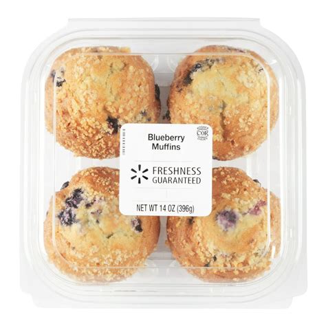 Freshness Guaranteed Blueberry Muffins, 14 oz, 4 Count - Walmart.com - Walmart.com