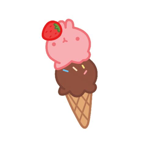 Ice Cream Eating Sticker by Molang for iOS & Android | GIPHY