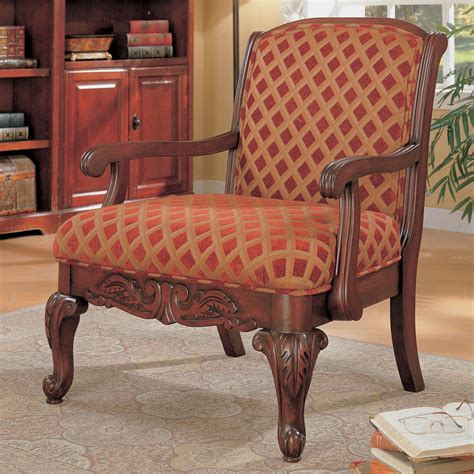 Coaster Traditional Decorative Chenille Fabric Accent Arm Chair ...