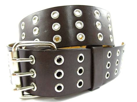 Brown Punk Three Rows Metal Holes Belt 2468-2471 | Belt, Genuine leather, Trendy belts