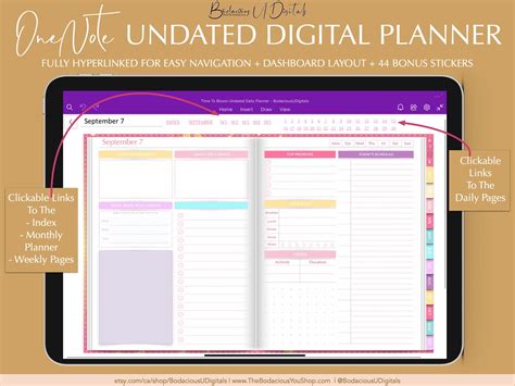 Onenote Dashboard Layout Digital Planner Hyperlinked Undated - Etsy