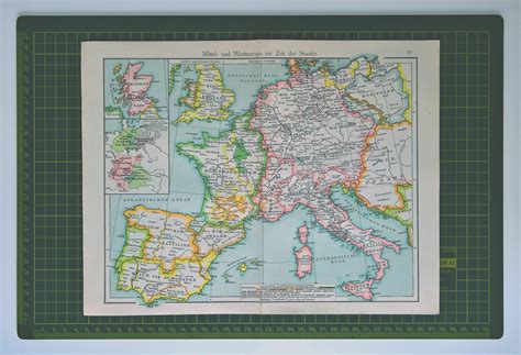 1908 Vintage Map of Hohenstaufen Dynasty Lands