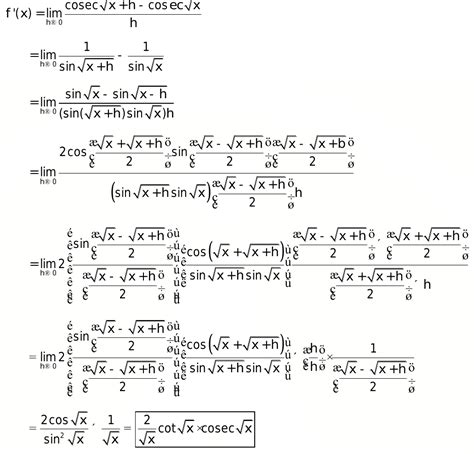 43. find the derivative using first principle and verify: cosec root x