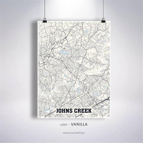 Johns Creek Map Print Johns Creek City Map Georgia GA USA - Etsy