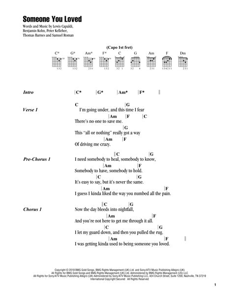 Someone You Loved by Lewis Capaldi - Guitar Chords/Lyrics - Guitar ...