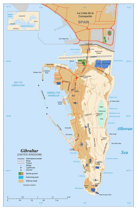 Large detailed map of Gibraltar with roads | Gibraltar | Europe ...