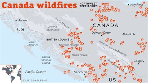 Canada fires map: Where wildfires have spread in British Columbia and ...