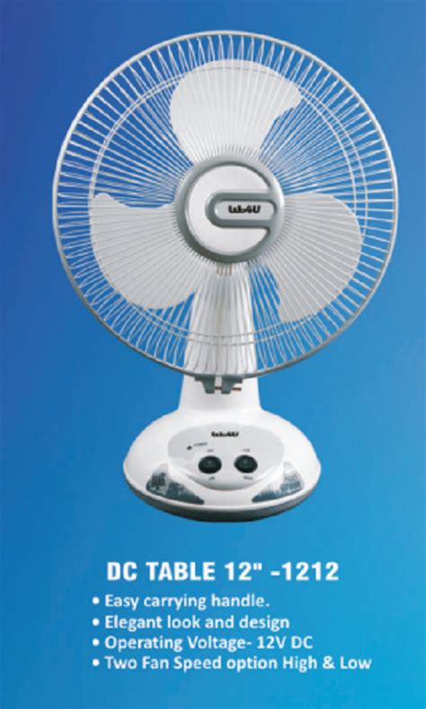 We4u Dc Table Fan 12" at best price in Ahmedabad by Krishna Solar System | ID: 25214436991