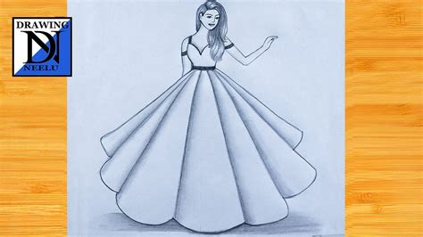 How to draw a girl Beautiful Dress || Pencil sketch for beginner ...