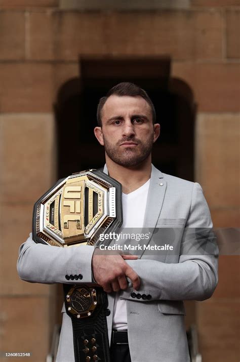 UFC featherweight champion Alex Volkanovski poses with his UFC belt... News Photo - Getty Images