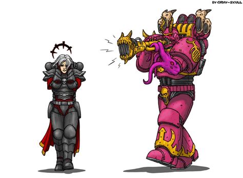 Warhammer 40000 the Noise Marine and the Battle Sister meme (art by Gray Skull) | Warhammer 40k ...