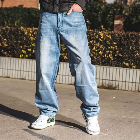 Plus Size 46 Mens Hip Hop Jeans Skateboard Man Baggy Jeans Denim Wide ...