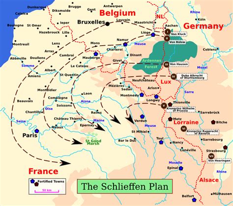 War Plans 1914: Map showing the Schlieffen Plan