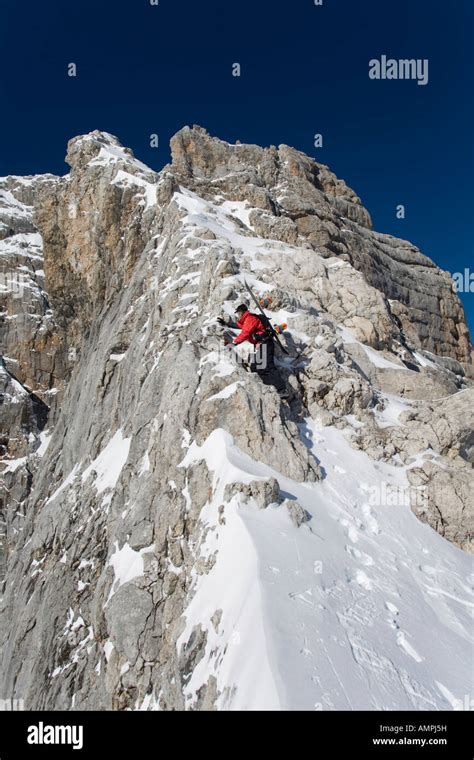 hiking in the snowy mountains Stock Photo - Alamy