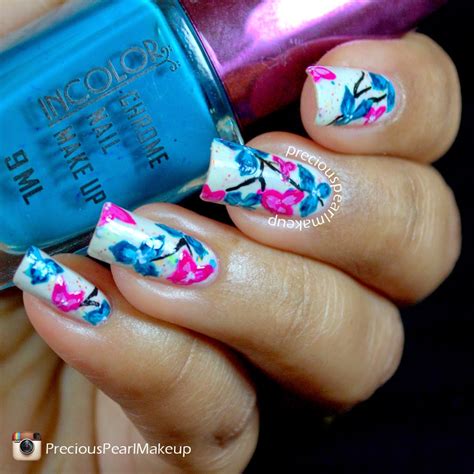 preciouspearlmakeup: Spring Floral Nails with Tutorial