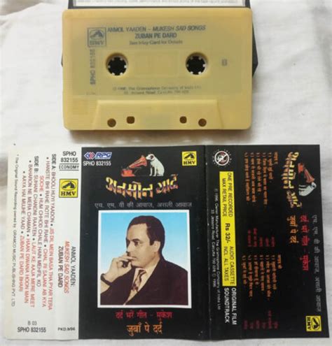 Anmol Yaaden Mukesh sad songs zuban pe dard Hindi Film Audio Cassette ...