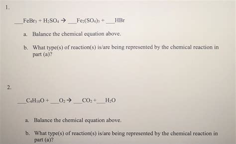 Solved _FeBr3 + H2SO4 → Fe2(SO4)3 + HBr a. Balance the | Chegg.com