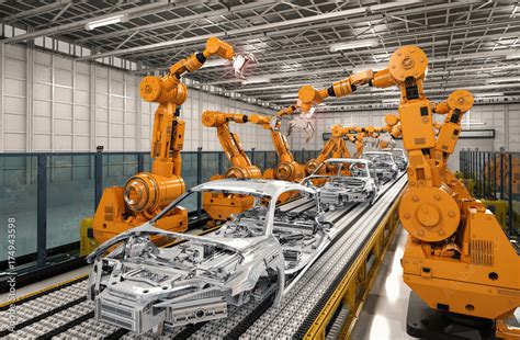 robot assembly line in car factory Stock Photo | Adobe Stock