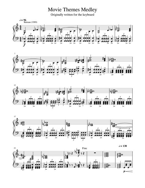 Movie Themes Medley Sheet music for Piano (Solo) | Musescore.com