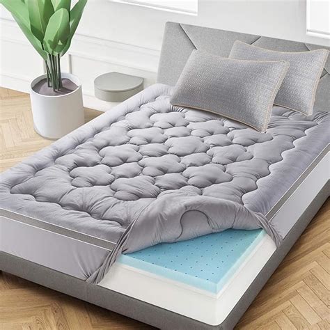 BedStory Mattress Topper, 4 Inch Queen Mattress Topper, Gel-Infused Memory Foam and Pillow Top ...