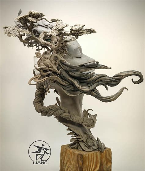 Dreamlike Landscapes Grow from Sculptural Portraits by Yuanxing Liang ...