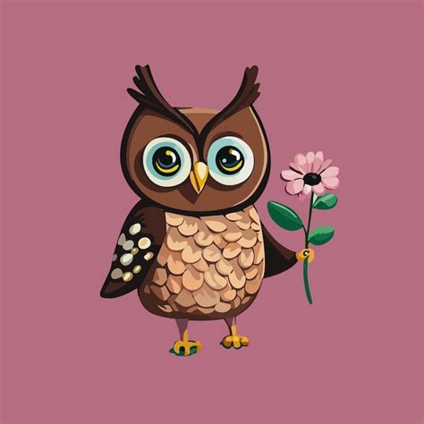 Premium Vector | Vector illustration tender owl with flower drawing