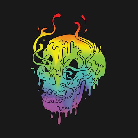 Melting Skull - Rainbow - Trippy - T-Shirt | TeePublic