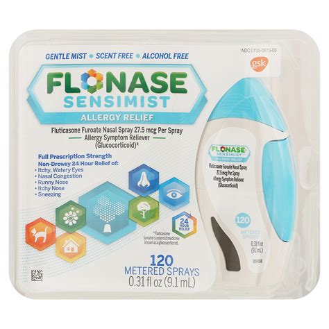 Flonase Sensimist Full Prescription Strength Allergy Relief Nasal Spray 120 Metered Sprays 0.31 ...