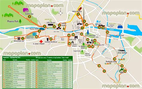 Dublin top tourist attractions map - Hop-on hop-off bus map of Dublin ...