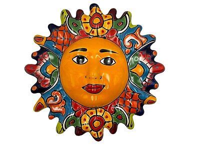 Talavera Sun Face Mexican Pottery Folk Art Hand Painted Home Decor 12 ...